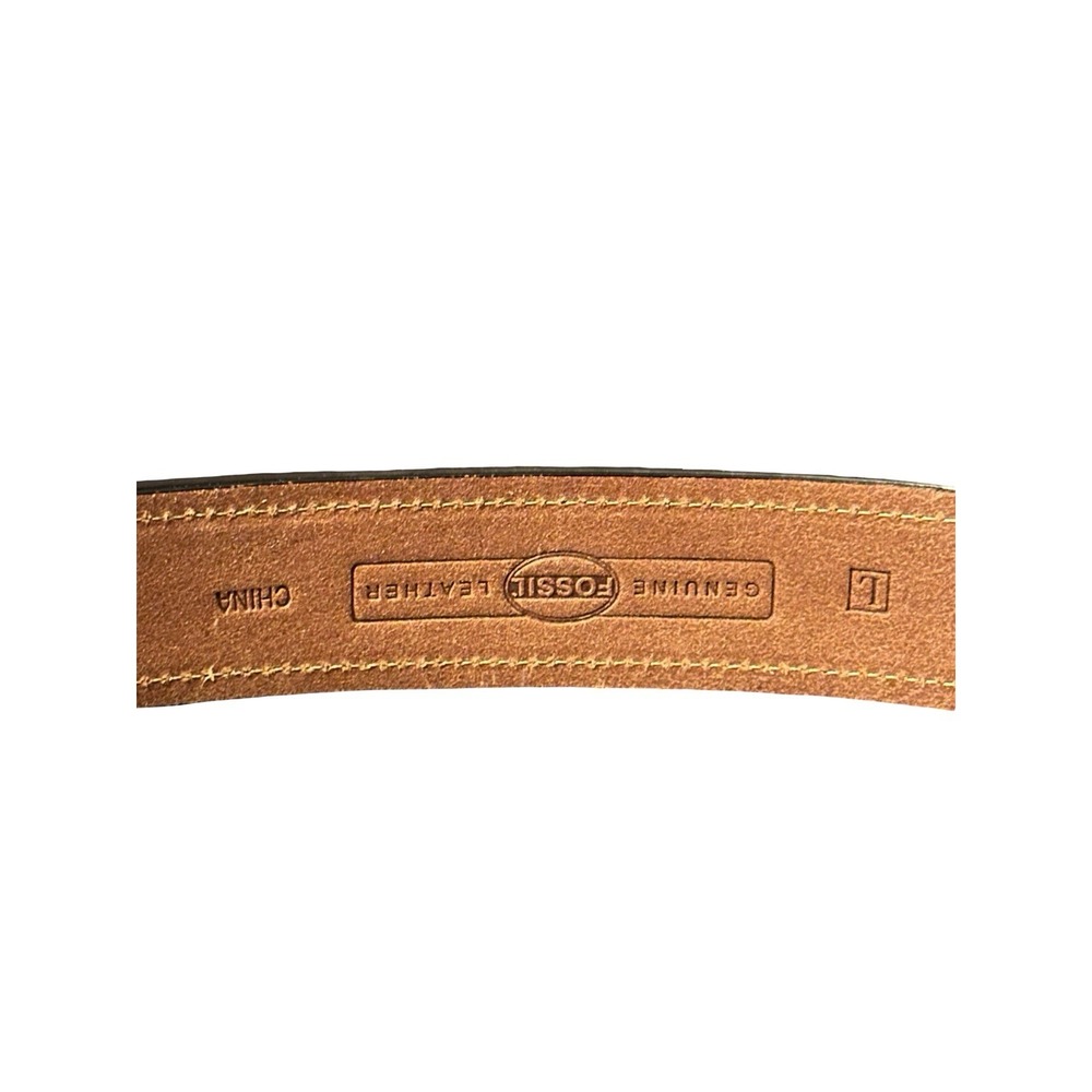 Fossil Leather Belt Women's Large Brown Metallic Gold Boho Round Buckle Retro - Picture 6 of 13